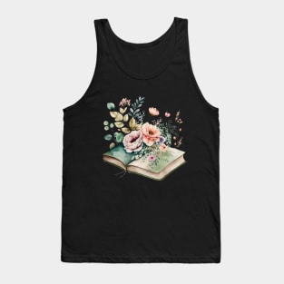 Book lover flowers growing from book Tank Top